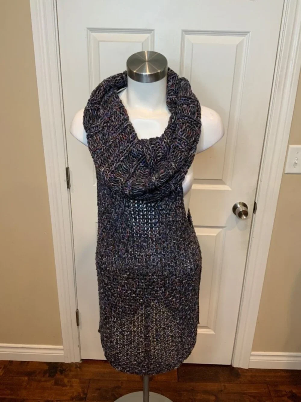 Free People Multicolor Linen Blend Sleeveless Loose Knit Cowl Neck Sweater Sz XS